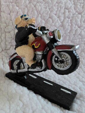 Young’s Hog/Pig on A Motorcycle Figurine Statue Harley Davidson